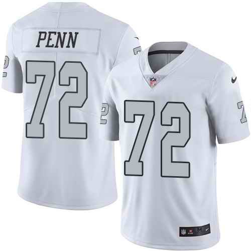 Nike Raiders #72 Donald Penn White Men's Stitched NFL Limited Rush Jersey