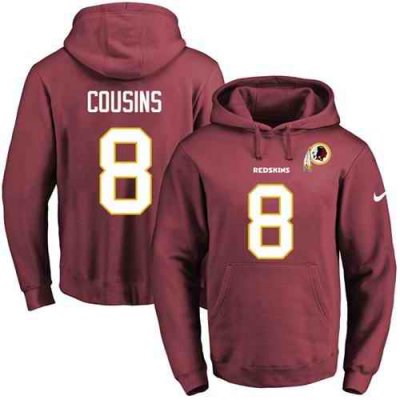 Nike Redskins #8 Kirk Cousins Burgundy Red Name & Number Pullover NFL Hoodie