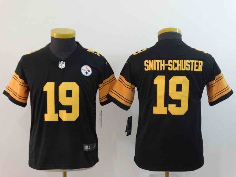 Youth Pittsburgh Steelers #19 JuJu Smith-Schuster Black Limited Rush NFL Stitched Jersey