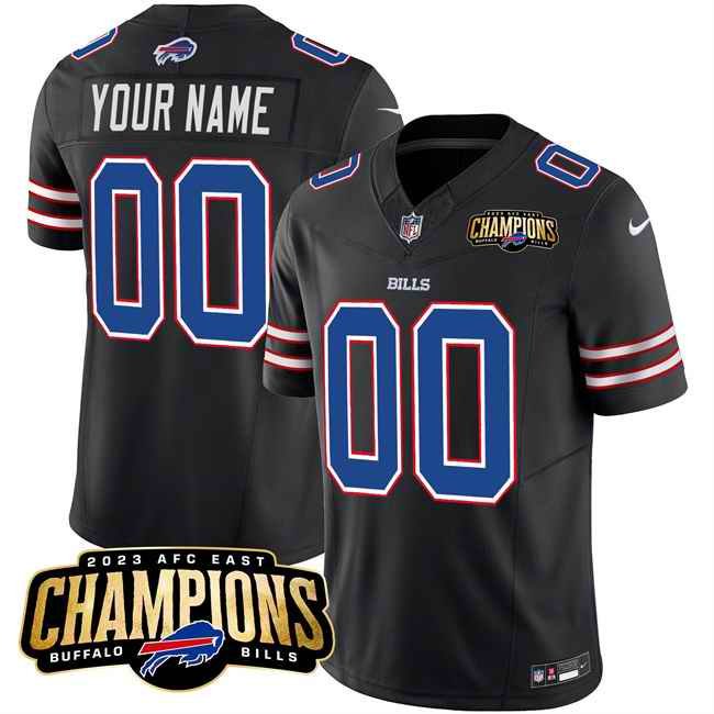 Men's Buffalo Bills Active Player Custom Black 2023 F.U.S.E. AFC East Champions Ptach Stitched Football Jersey