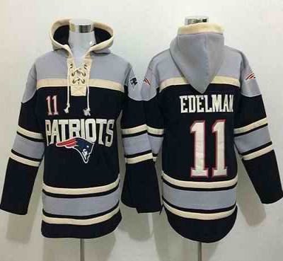 Nike Patriots #11 Julian Edelman Navy Blue Sawyer Hooded Sweatshirt NFL Hoodie