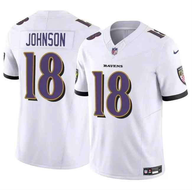 Men's Baltimore Ravens #18 Diontae Johnson White 2023 F.U.S.E Vapor Limited Football Jersey