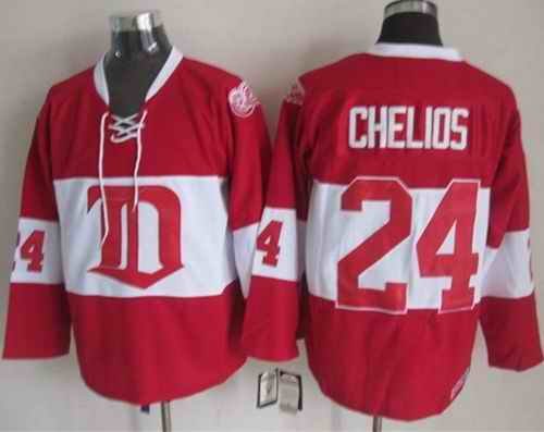 Red Wings #24 Chris Chelios Red Winter Classic CCM Throwback Stitched NHL Jersey