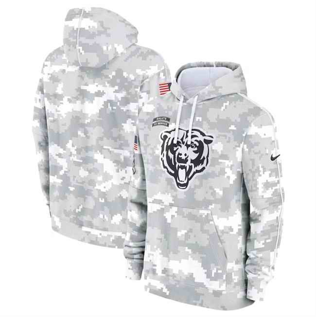 Youth Chicago Bears 2024 White/Gray Salute To Service Pullover Hoodie