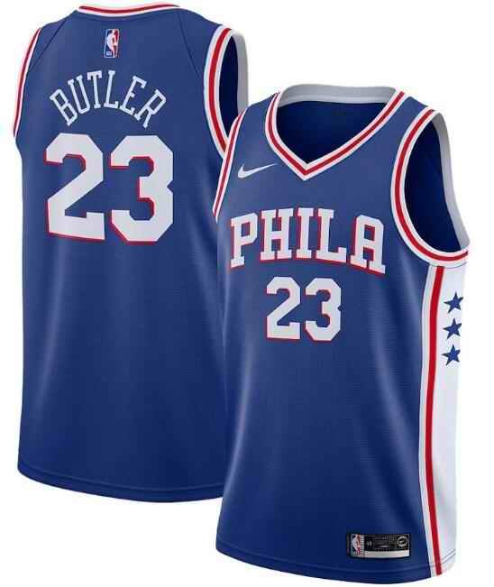 Men's Philadelphia 76ers #23 Jimmy Butler Royal Icon Edition Stitched Swingman Jersey