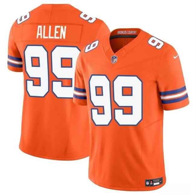 Youth Denver Broncos #99 Zach Allen Orange F.U.S.E. Mile High Collection 1977 Throwback Vapor Limited Stitched Football Jersey