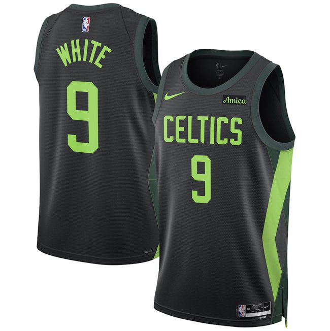 Men's Boston Celtics #9 Derrick White Black 2024/25 City Edition Stitched Basketball Jersey