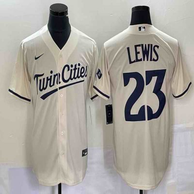 Men's Minnesota Twins #23 Royce Lewis Cream Cool Base Stitched Baseball Jersey