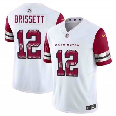 Men's Washington Commanders #12 Jacoby Brissett White 2023 F.U.S.E. Vapor Limited Stitched Football Jersey