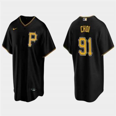 Men's Pittsburgh Pirates #91 Ji Man Choi Black Cool Base Stitched Baseball Jersey