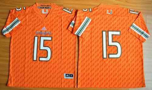 Hurricanes #15 Brad Kaaya Orange Stitched NCAA Jerseys