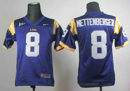 Tigers #8 Zach Mettenberger Purple Stitched Youth NCAA Jersey