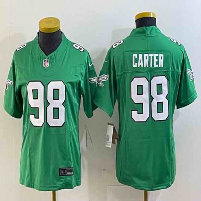 Youth Philadelphia Eagles #98 Jalen Carter Green 2023 F.U.S.E. Stitched Football Jersey