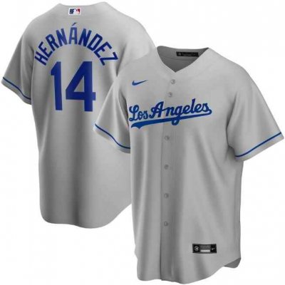 Men's Los Angeles Dodgers #14 Kik' Hern'ndez Grey Cool Base Stitched Jersey