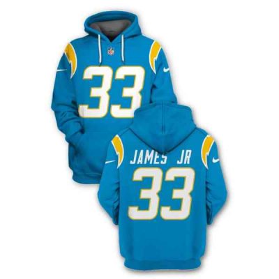 Men's Los Angeles Chargers #33 Derwin James JR 2021 Blue Pullover Hoodie