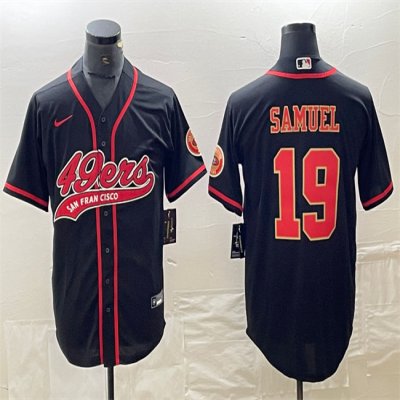 Men's San Francisco 49ers #19 Deebo Samuel Black With Patch Cool Base Stitched Baseball Jersey