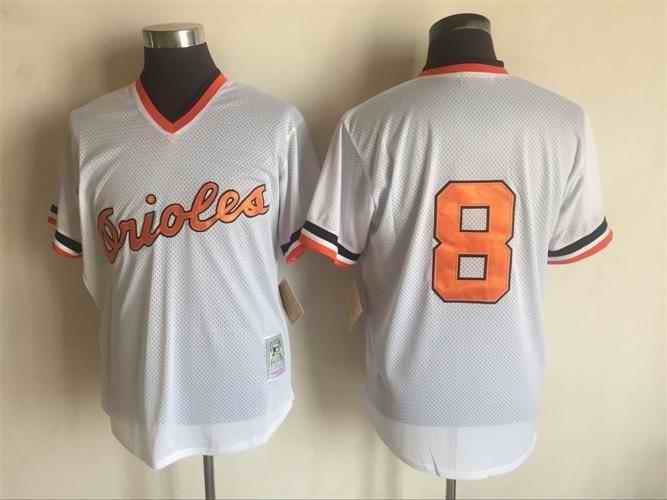 Men's Baltimore Orioles #8 Cal Ripken Mitchell And Ness White Throwback Stitched MLB Jersey