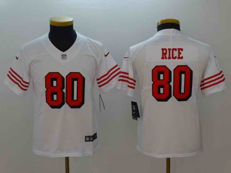 Youth NFL San Francisco 49ers #80 Jerry Rice White Vapor Untouchable Limited Stitched Jersey