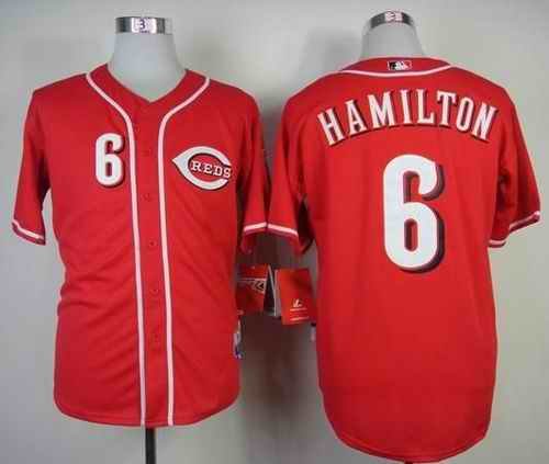 Reds #6 Billy Hamilton Red Cool Base Stitched MLB Jersey