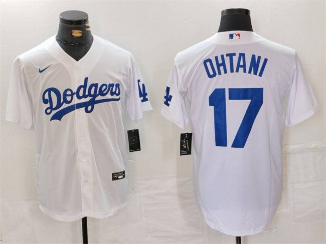 Men's Los Angeles Dodgers #17 Shohei Ohtani White Stitched Baseball Jersey