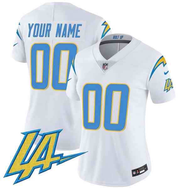 Women's Los Angeles Chargers Customized White 2024 V2 Limited Stitched Football Jersey(Run Small)