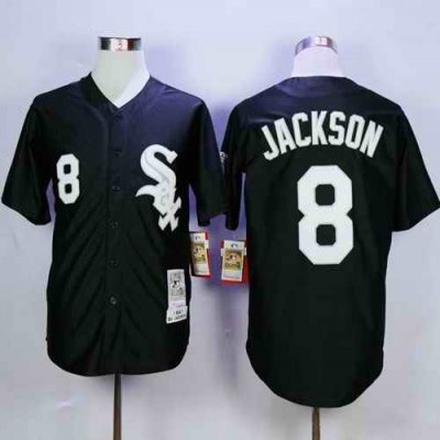 Mitchell and Ness White Sox #8 Bo Jackson Stitched Black Throwback MLB Jersey