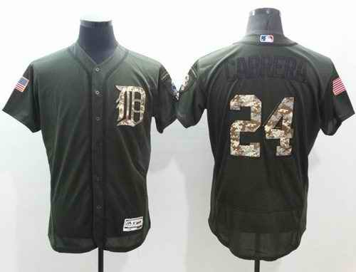 Tigers #24 Miguel Cabrera Green Flexbase Authentic Collection Salute to Service Stitched MLB Jersey