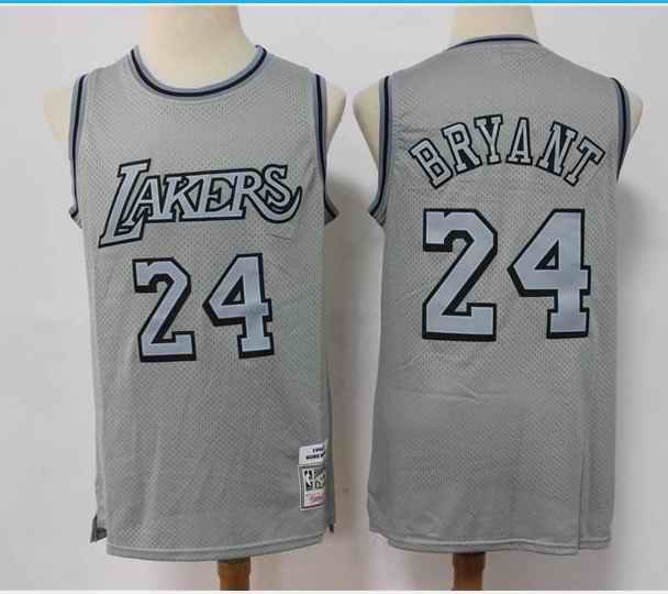 Men's Los Angeles Lakers #24 Kobe Bryant Grey Throwback Stitched Basketball Jersey