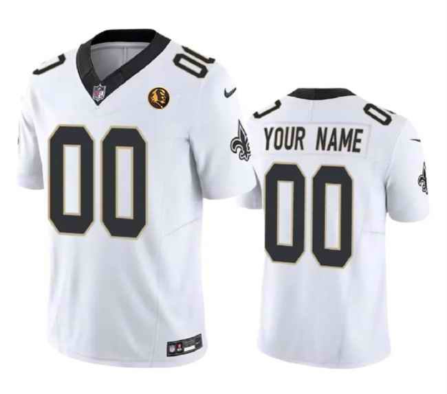 Men's New Orleans Saints Active Player Custom White 2023 F.U.S.E. With John Madden Patch Vapor Limited Stitched Football Jersey