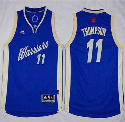 Warriors #11 Klay Thompson Blue 2015-2016 Christmas Day Stitched Youth NBA Jersey