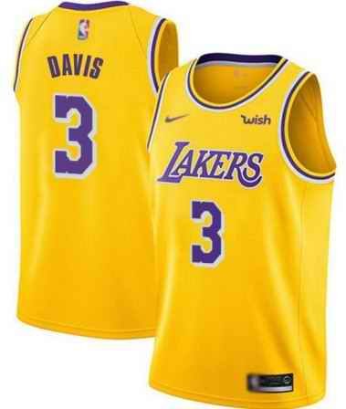 Men's Los Angeles Lakers #3 Anthony Davis Yellow Stitched NBA Jersey