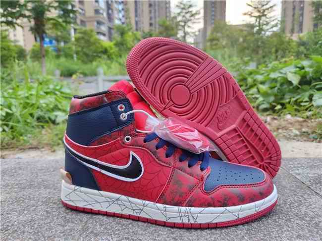 Women's Running Weapon Air Jordan 1 High Top Red/Navy Shoes 0331