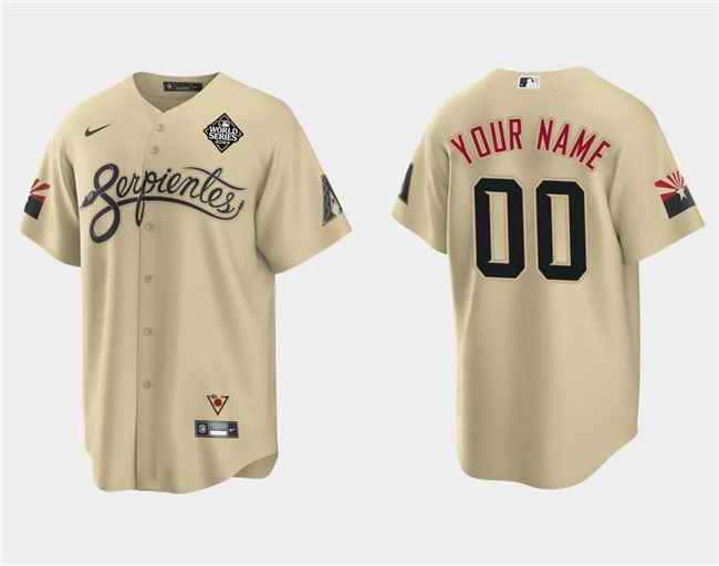 Men's Arizona Diamondbacks Customized Gold 2023 World Series City Connect Cool Base Stitched Baseball Jersey