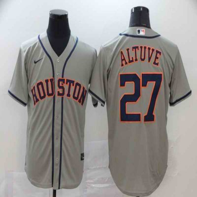 Men's Houston Astros #27 Jose Altuve Grey Cool Base Stitched MLB Jersey