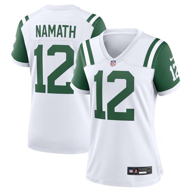 Women's New York Jets #12 Joe Namath White Classic Alternate Stitched Jersey(Run Small)