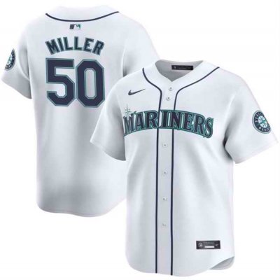 Men's Seattle Mariners #50 Bryce Miller White Home Limited Stitched jersey