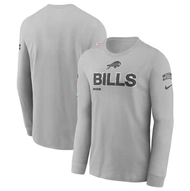 Men's Buffalo Bills 2024 Gray Salute To Service Long Sleeve T-Shirt