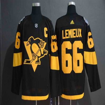 Men's Pittsburgh Penguins #66 Mario Lemieux Black 2019 Stadium Series Stitched NHL Jersey