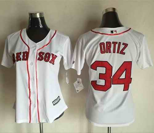 Red Sox #34 David Ortiz White Women's Fashion Stitched MLB Jersey