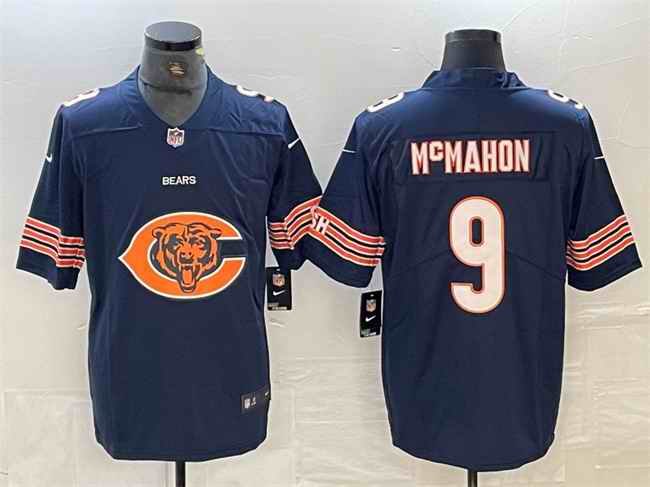 Men's Chicago Bears #9 Jim McMahon Navy Team Big Logo Limited Vapor untouchable Limited Stitched Jersey