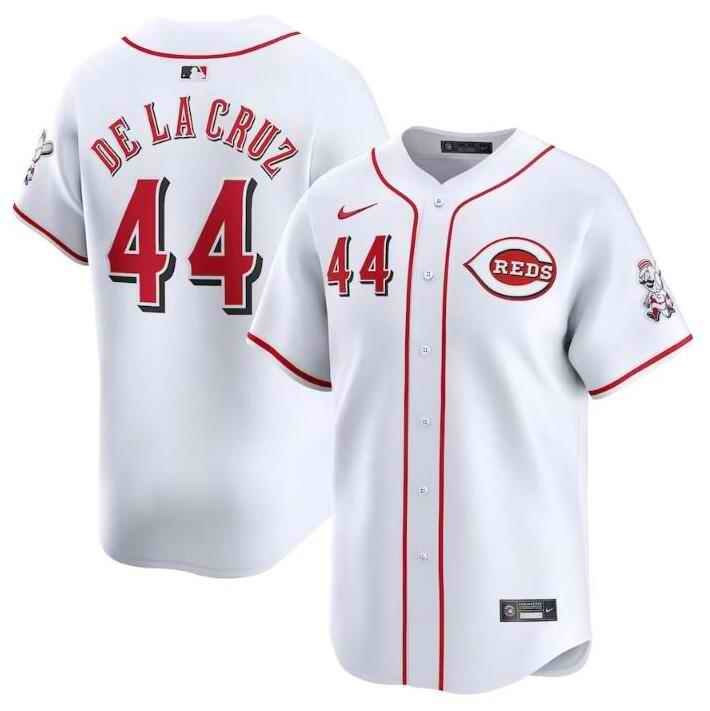 Men's Cincinnati Reds #44 Elly De La Cruz White Home Limited Stitched Baseball Jersey