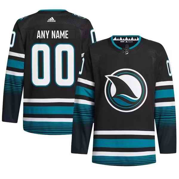 Men's San Jose Sharks Custom Black Stitched Hockey Jersey