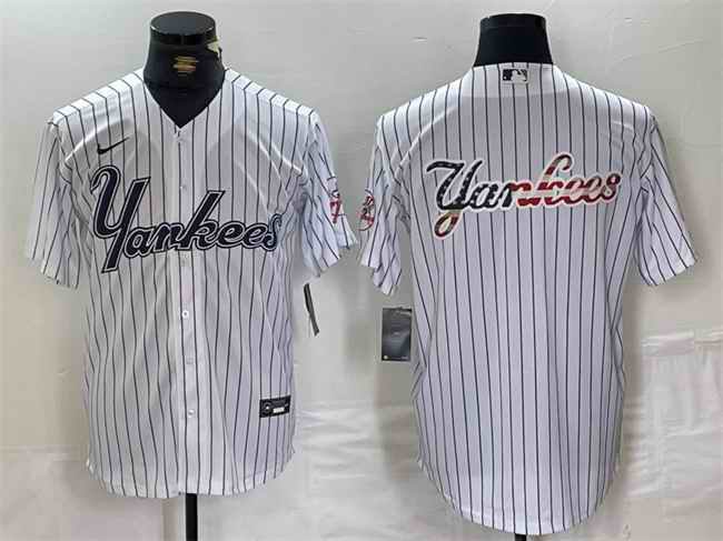 Men's New York Yankees White Team Big Logo Cool Base Stitched Baseball Jersey