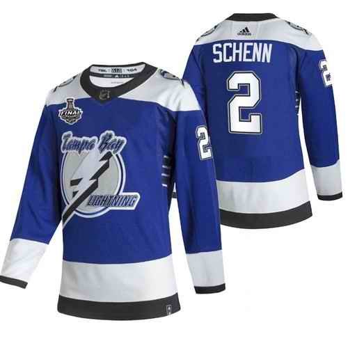 Men's Tampa Bay Lightning #2 Luke Schenn 2021 Blue Stanley Cup Final Bound Reverse Retro Stitched Jersey