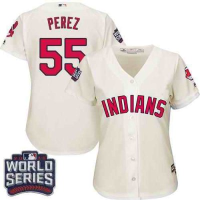 Indians #55 Roberto Perez Cream 2016 World Series Bound Women's Alternate Stitched MLB Jersey