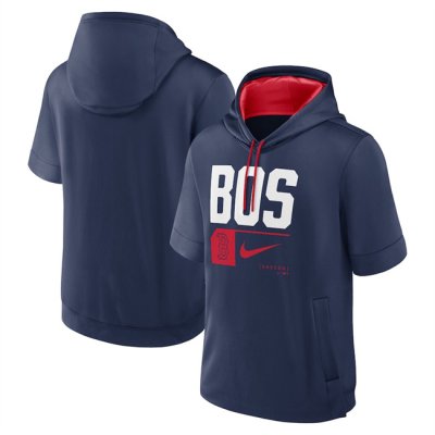 Men's Boston Red Sox Navy  Tri Code Lockup Short Sleeve Pullover Hoodie