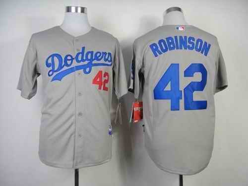 Dodgers #42 Jackie Robinson Grey Cool Base Stitched MLB Jersey