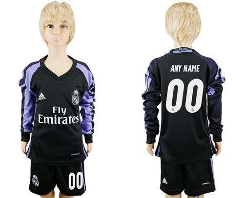 Real Madrid Personalized Sec Away Long Sleeves Kid Soccer Club Jersey