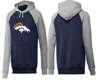 Denver Broncos Logo Pullover Hoodie Dark Blue & Grey