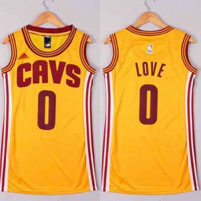 Cavaliers #0 Kevin Love Gold Women's Dress Stitched NBA Jersey